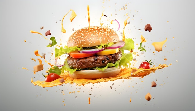 Ilustración de escaparate de producto fresco de hamburguesa