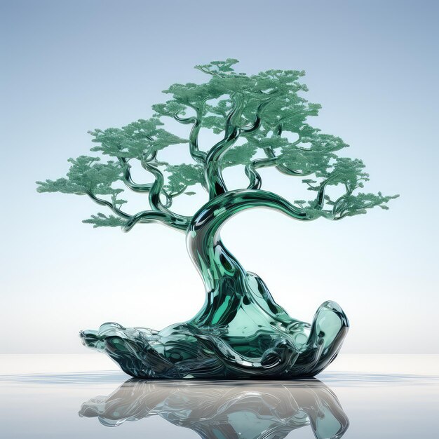 Ilustración escena de una estatua de árbol de vidrio