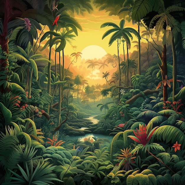 Ilustración de la escena de la jungla