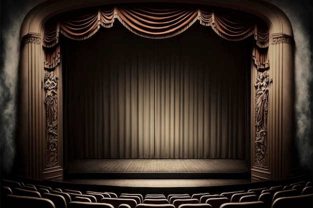 Ilustración escenario de teatro vacío imagen generada por IA