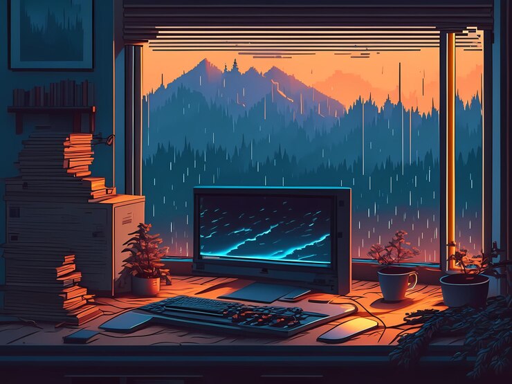 Foto ilustración de escritorio lofi