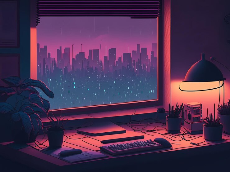 Foto ilustración de escritorio lofi