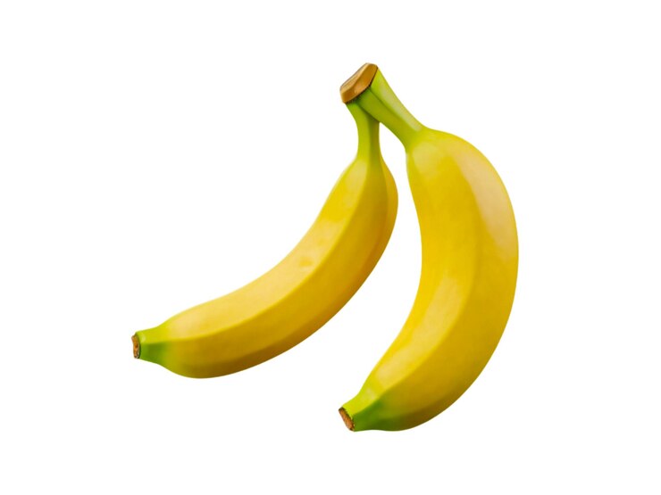 Ilustración esculpida en 3D de una fruta de plátano sobre un fondo blanco