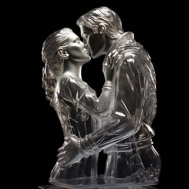 Foto ilustración de la escultura de hielo el beso