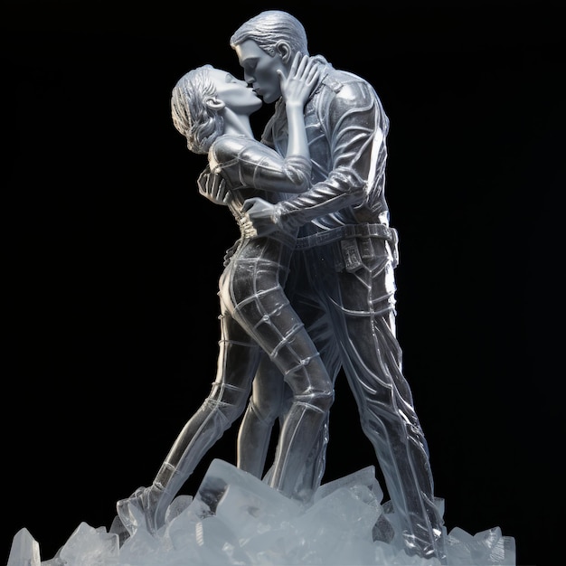 Ilustración de la escultura de hielo El beso