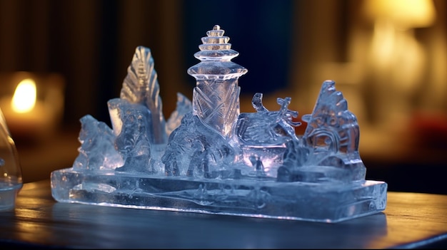 Foto ilustración de una escultura de hielo con temática de hanukkah