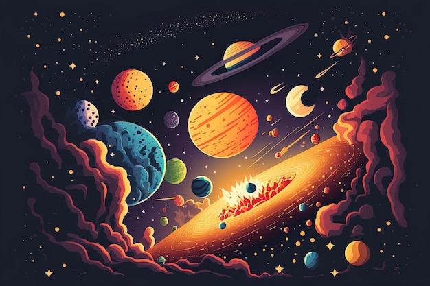 Ilustración del espacio en el cosmos.