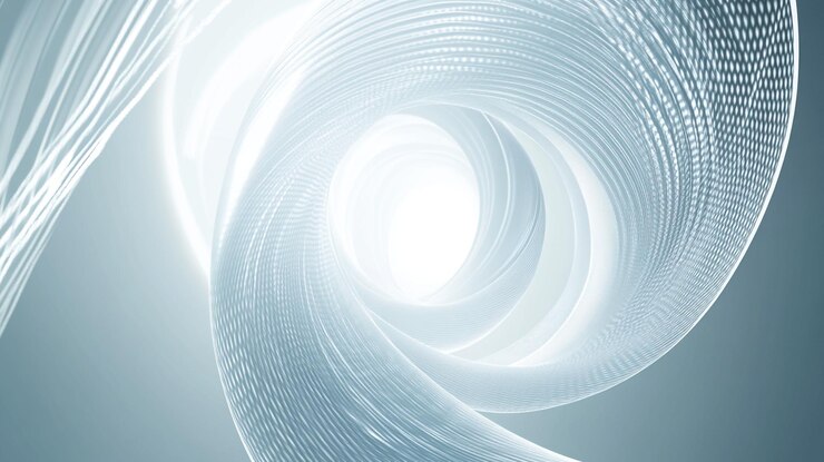Ilustración en espiral blanca que simboliza la transformación digital y la tecnología futurista