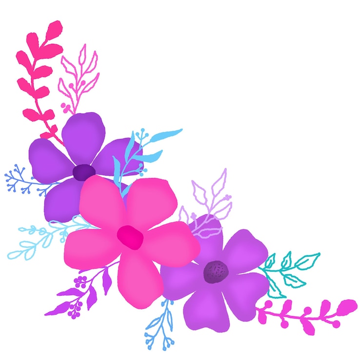 Foto ilustración de la esquina de las flores lindas
