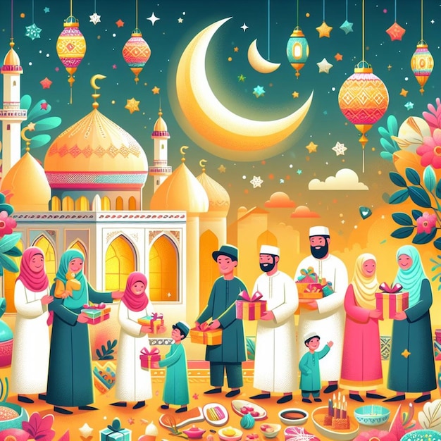 Esta ilustración está hecha para Eid al Fitr Eid al Adha y Mahe Ramadan