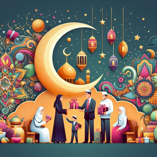 Esta ilustración está hecha para Eid al Fitr Eid al Adha y Mahe Ramadan