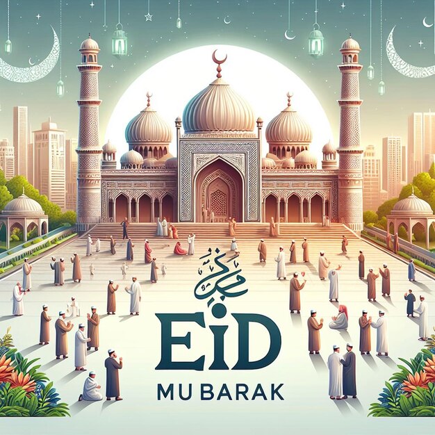 Esta ilustración está hecha para Eid ul Fitr Eid ul Adha y Mahe Ramadan