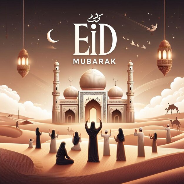 Esta ilustración está hecha para Eid ul Fitr Eid ul Adha y Mahe Ramadan