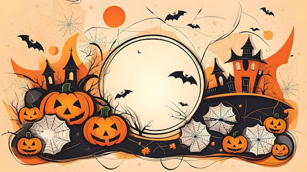 Ilustración de estandarte de Halloween aterrador con espacio para copiar