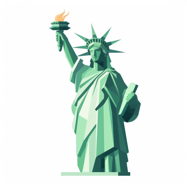 Foto ilustración de la estatua de la libertad en la ciudad de nueva york diseño de logotipo de la etiqueta del emblema del símbolo generative ai.