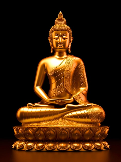 Ilustración de la estatua de Lord Buddha en color dorado