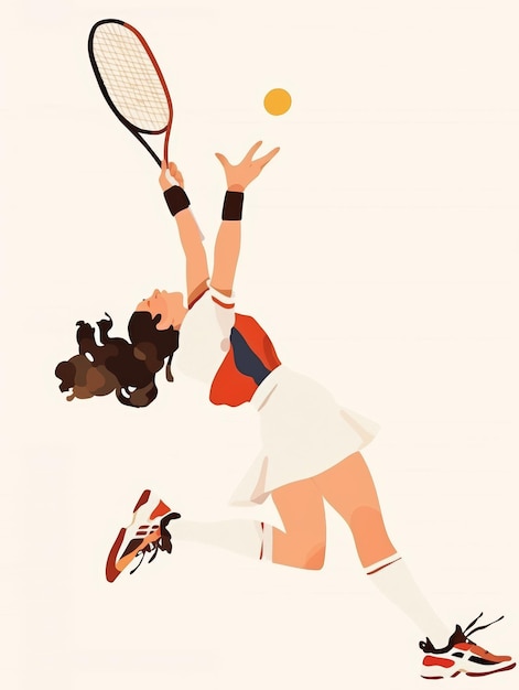 Ilustración estética de una mujer jugando al squash IA generativa