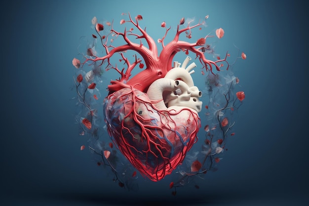 Ilustración estilizada abstracta del concepto de cuidado del corazón para la salud cardiovascular AI