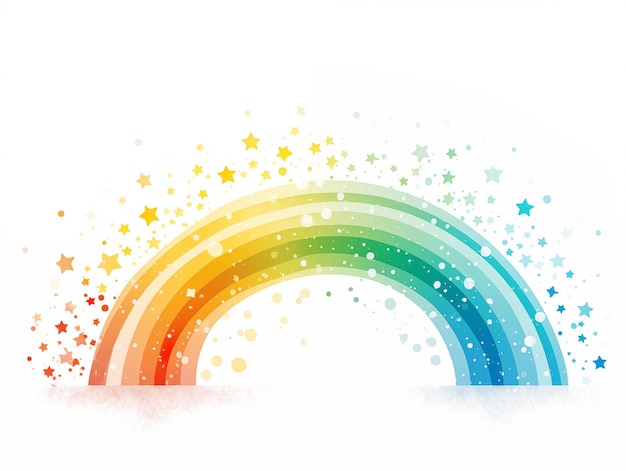 Ilustración estilizada de un arco iris con estrellas para el diseño de libros infantiles tarjetas de impresión de vacaciones Clipart elemento único