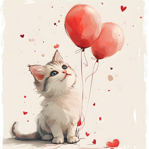 Ilustración de estilo acuarela de gatito juguetón activo Gato juguetón de mascota lindo dibujo de gato adorable