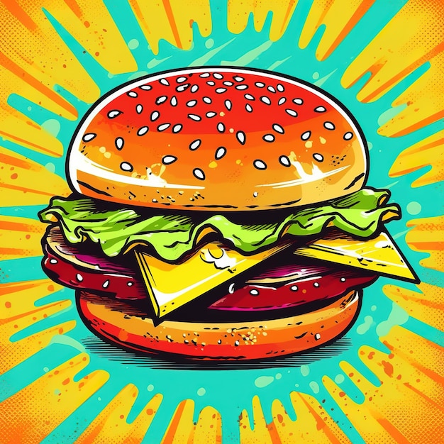 Ilustración de un estilo de dibujos animados de hamburguesa