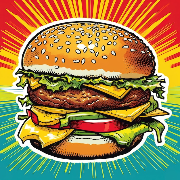 Ilustración de un estilo de dibujos animados de hamburguesa