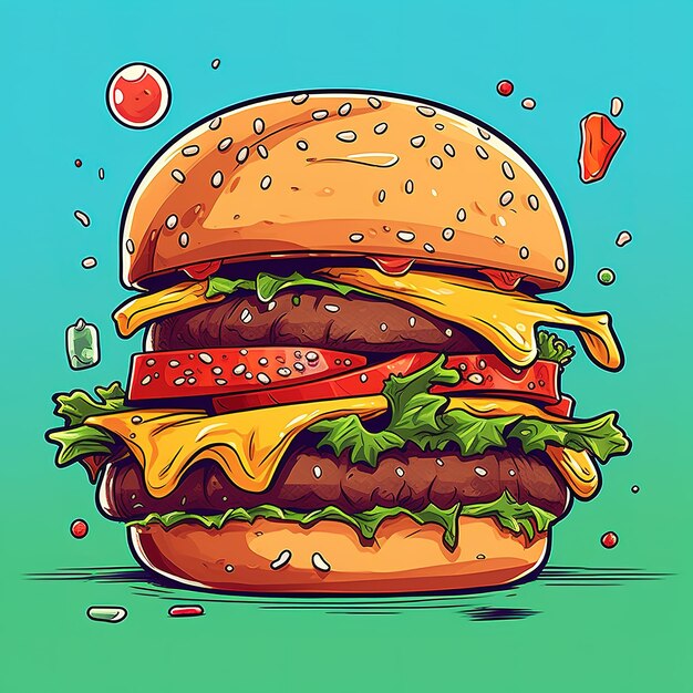 Ilustración de un estilo de dibujos animados de hamburguesa