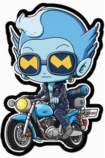 Ilustración de estilo de dibujos animados de personaje con ai generativo de motocicleta