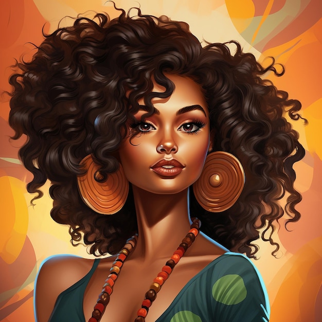 ilustración de estilo de una hermosa mujer afroamericana