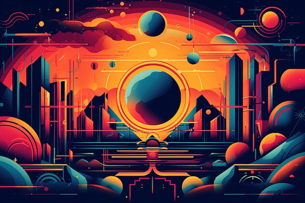 Foto una ilustración de estilo retro futurista consistente