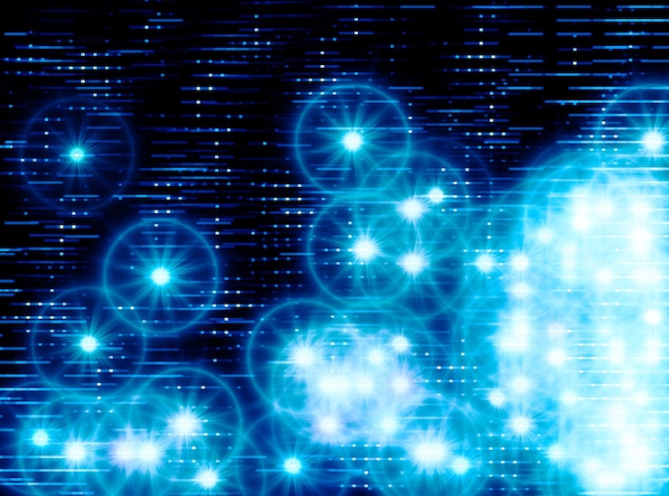Foto ilustración de estrellas de espacio azul horizontal hd
