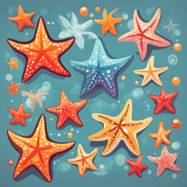 Foto ilustración de las estrellas de mar ai generative