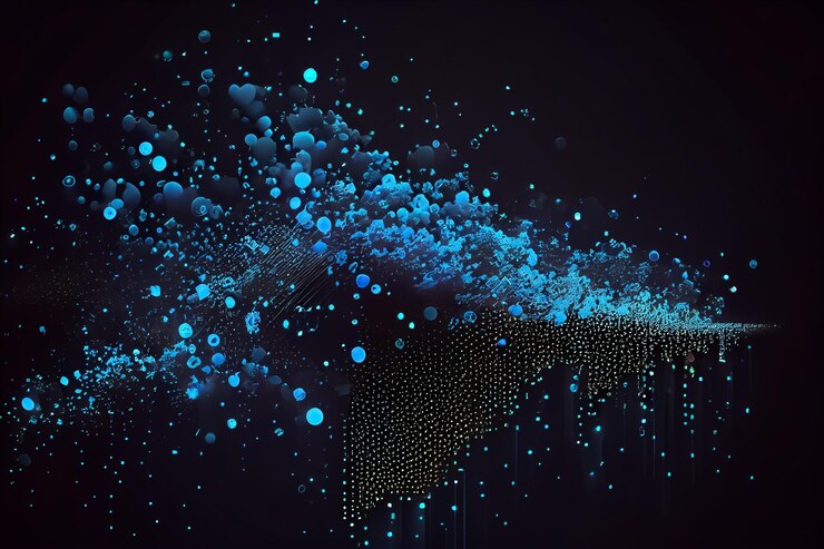 Foto ilustración de la estructura de energía de fondo digital de punto de neón abstracto ai