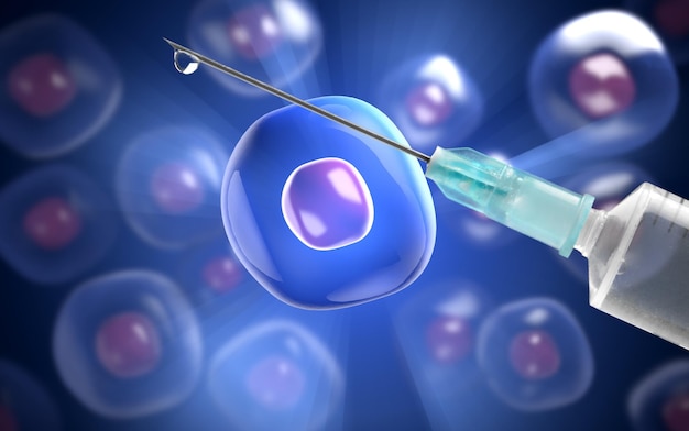 Ilustración de estructura molecular de células del sistema humano