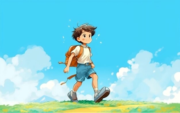 Ilustración de un estudiante que regresa a la escuela