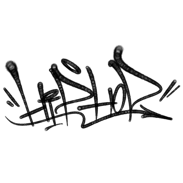 Ilustración etiqueta de graffiti negro letras aerosol puede pintar con aerosol