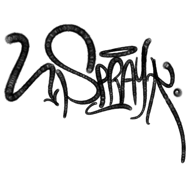 Ilustración etiqueta de graffiti negro letras aerosol puede pintar con aerosol