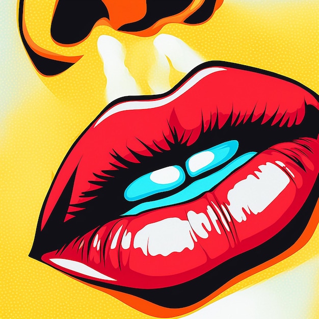 Foto ilustración de etiqueta de labios de mujer sexy hermosa