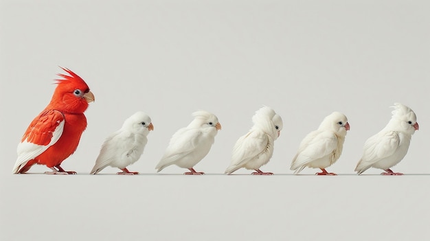 Foto ilustración de la evolución de las especies aviares