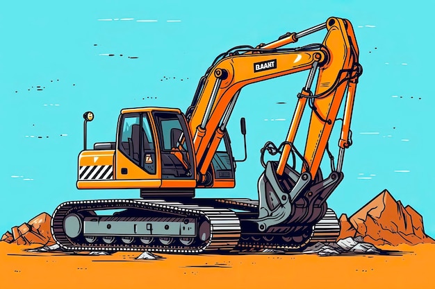 Ilustración de excavadora Ilustración de transporte IA generativa