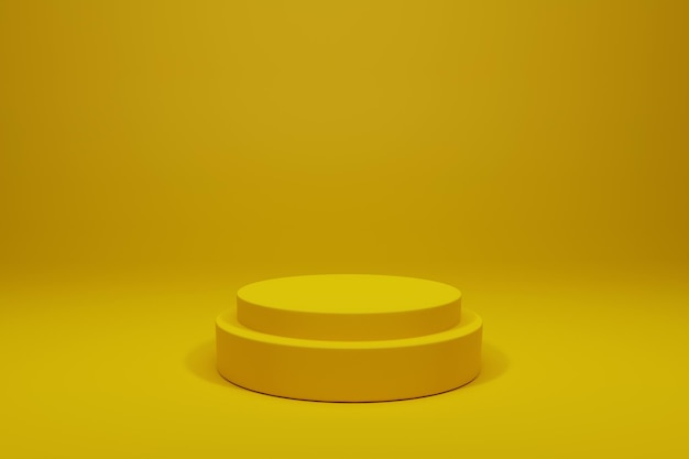 Ilustración de exhibición de producto de podio de cilindro de tema de color amarillo de renderizado 3d