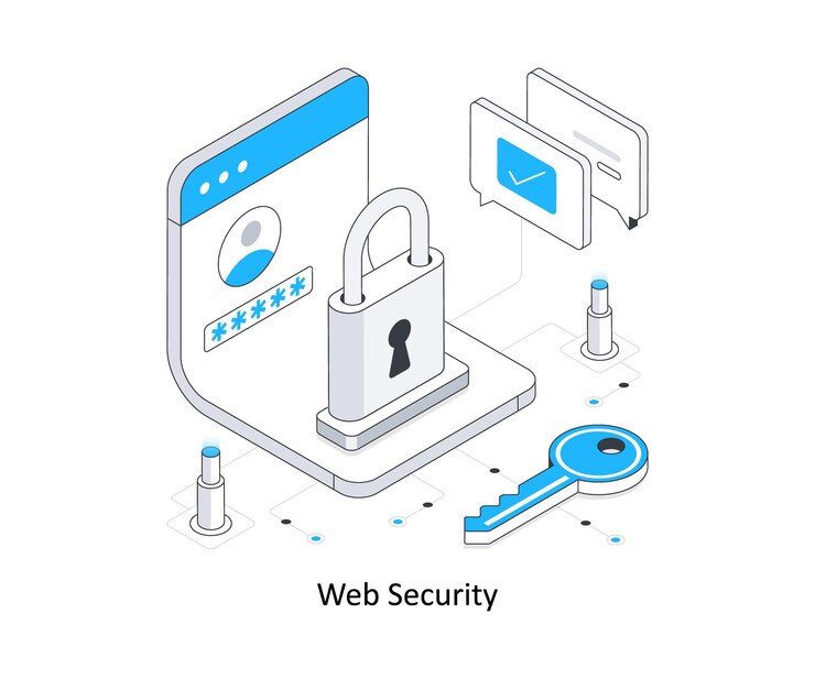 Foto ilustración de las existencias isométricas de seguridad web eps 10