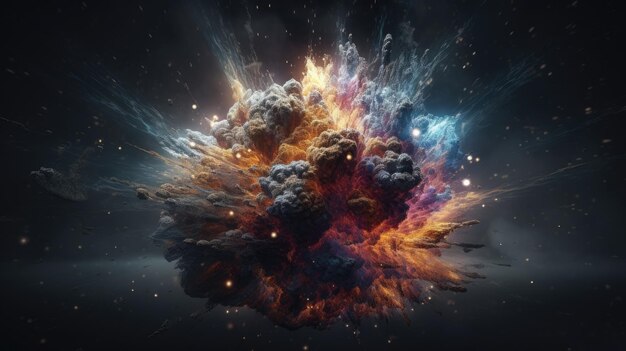 Una ilustración de la explosión del Big Bang realista en 3D.