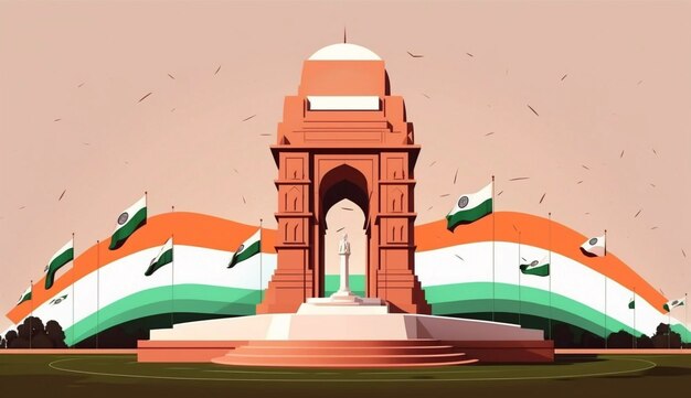 Foto ilustración de famoso monumento indio y punto de referencia para el feliz día de la independencia de la india