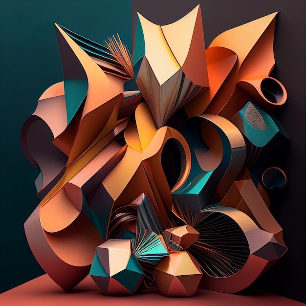 Ilustración de fantasía moderna abstracta 3D brillante