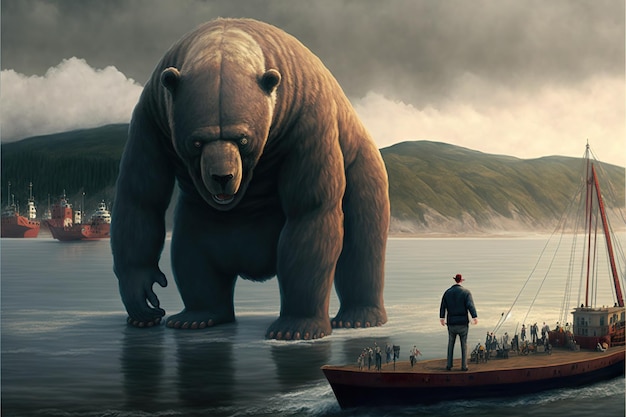 Ilustración de fantasía de oso gigante