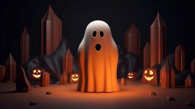 Ilustración del fantasma de Halloween Generativo Ai