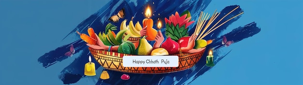Ilustración de Feliz Chhath Puja Fondo de vacaciones para el festival del sol de la India vector
