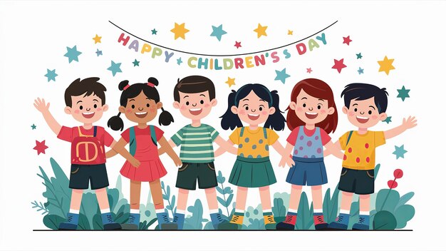 Ilustración del Feliz Día de los Niños aislada sobre un fondo blanco