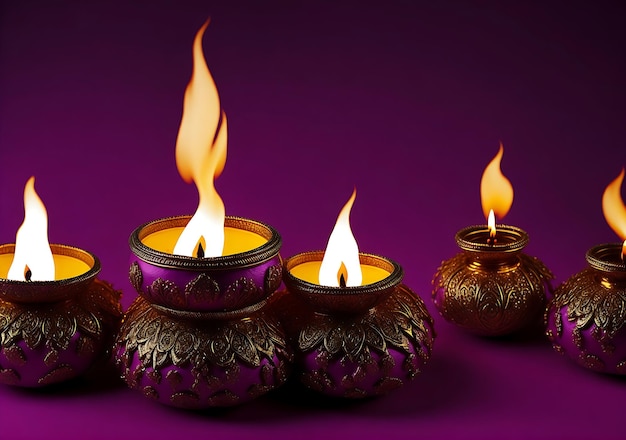 Ilustración feliz de diwali del fondo decorativo de celebración de lámpara de aceite de diwali